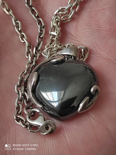 Collier coeur argent massif - collier, en